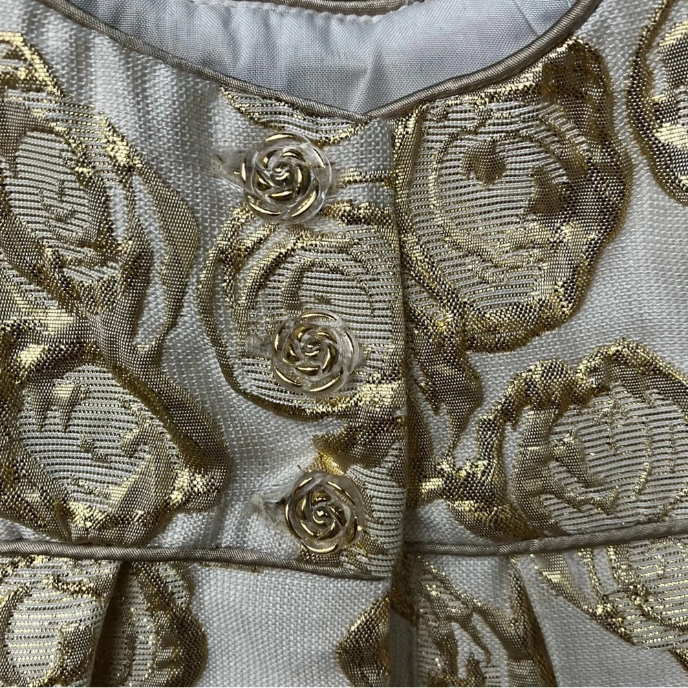 EUC Heirloom Polly‎ Finders Gold Rose Brocade Dress 6-9 Mo Holiday Festive